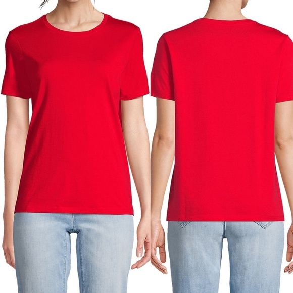 Lands' End Tops - 017 NWOT | Land’s End | Peru Women's Relaxed Supima Cotton Red Crew Neck T-Shirt